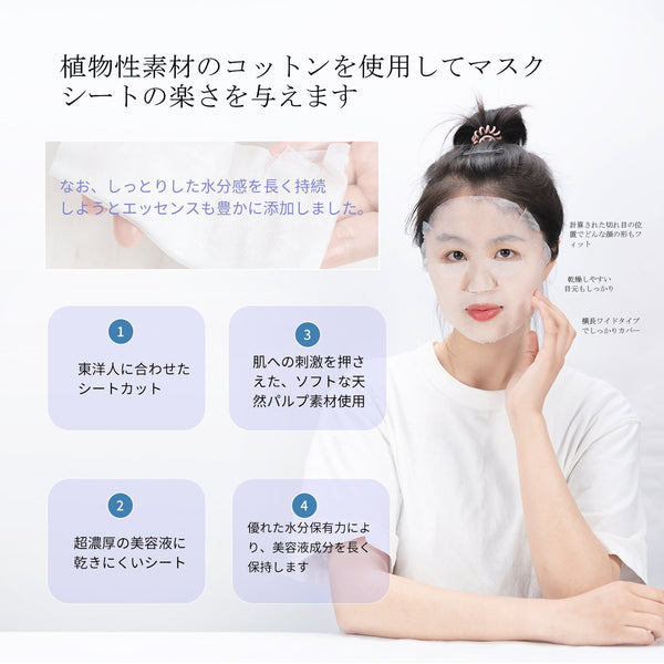 MITOMO 日本製肌サプリエッセンスマスク CQ/100個セット - 肌に潤いを与える日本製マスクパック【HSSS00303-A-5x010】
