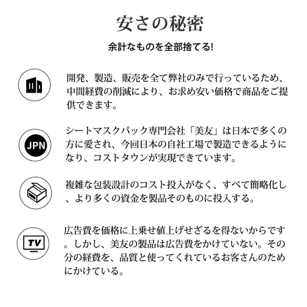 MITOMO  <日本製＞　 福袋300枚・200枚・100枚 シートマスク/革新的なスキンケアブランド！【LBGL000200】