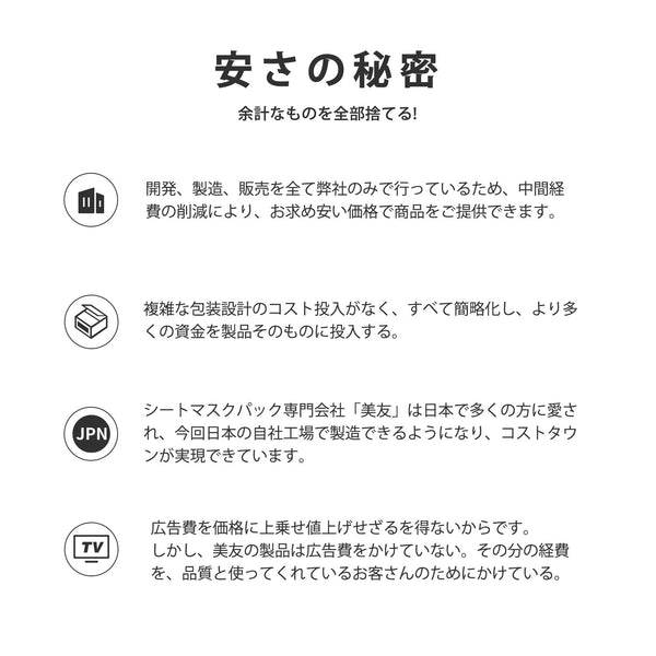 美肌への近道！MITOMO ナチュラルロイヤルゼリー清潔度フェイシャルエッセンスマスク/100枚<日本製＞【MTSS00516-E-0x010】