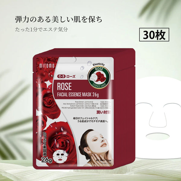 MITOMO ナチュラルローズスージングフェイシャルエッセンスマスク- ローズのやさしさで肌を包み込み、美しい肌を手に入れよう！【MTSS00512-C-3Jx003】