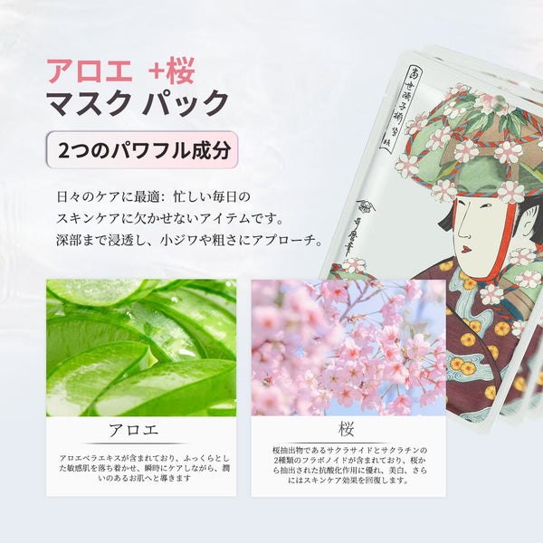 美肌を実現する！MITOMO アロエ＋さくらフェイシャルエッセンスマスク<日本製＞【JPSS00604-A-2】